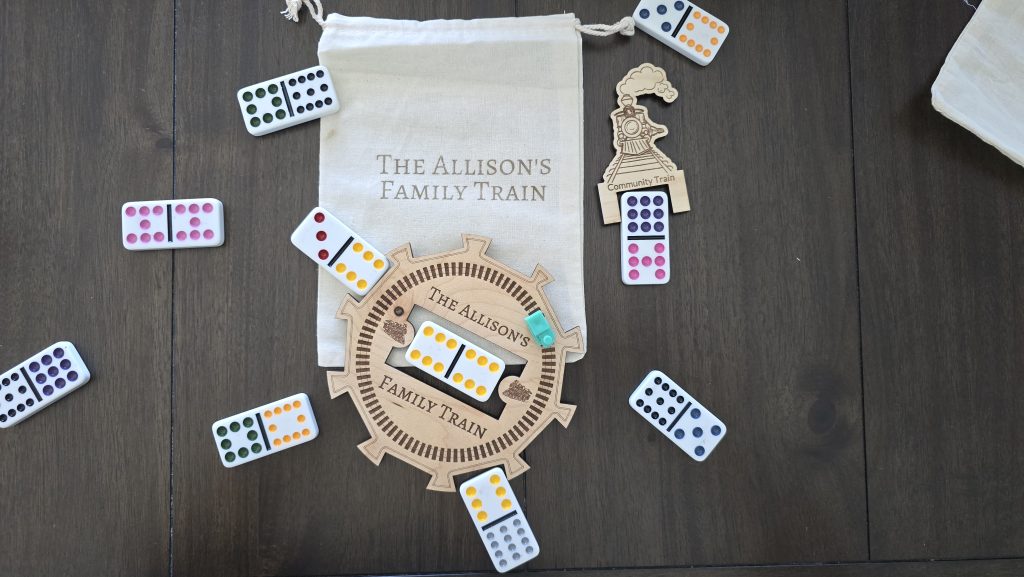 Custom Engraved Mexican Train Dominos Hub & Community Train