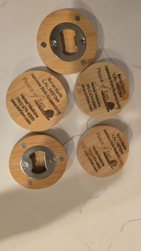 Custom engraved round wood medals, B&G Custom Laser Engraving