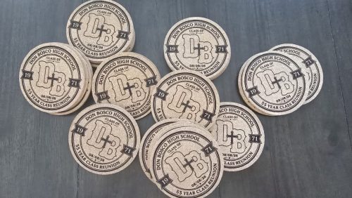 Custom engraved wood medals with ribbons
